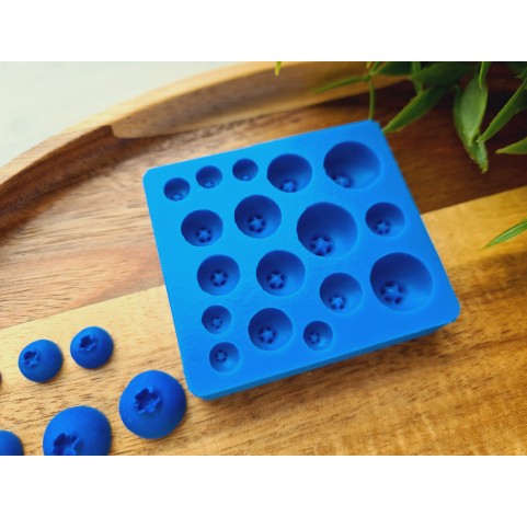 Silicone mold, Blueberry, style 11, 17 elements, ~ Ø 0.3-1.3 cm, H:0.3-0.9 cm