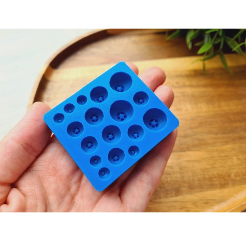 Silicone mold, Blueberry, style 11, 17 elements, ~ Ø 0.3-1.3 cm, H:0.3-0.9 cm