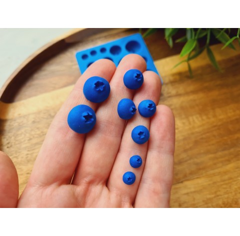 Silicone mold, Blueberry, style 11, 17 elements, ~ Ø 0.3-1.3 cm, H:0.3-0.9 cm