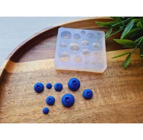 Silicone mold, Blueberry, style 11, 17 elements, ~ Ø 0.3-1.3 cm, H:0.3-0.9 cm