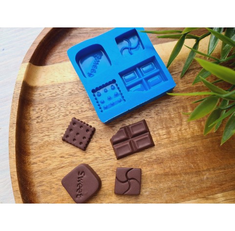 Silicone mold, Chocolate set, style 4, ~ 1.5-2.4 cm, H:0.3-0.6 cm