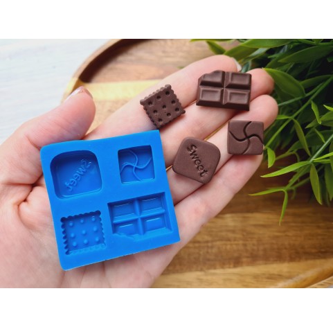 Silicone mold, Chocolate set, style 4, ~ 1.5-2.4 cm, H:0.3-0.6 cm