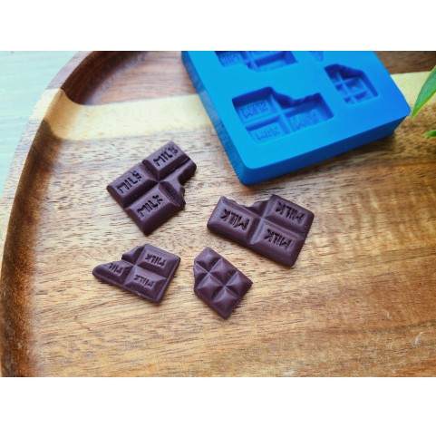 Silicone mold, Chocolate set, style 7, 4 elements, ~ 1.6-2.7*1.2-1.9 cm, H:0.4-0.5 cm