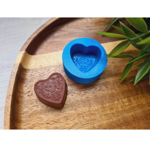 Silicone mold, Chocolate, style 35, heart, ~ 2.4*2.5 cm, H:1.2 cm