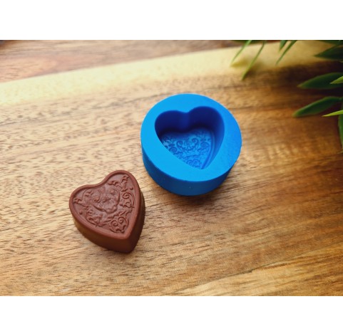 Silicone mold, Chocolate, style 35, heart, ~ 2.4*2.5 cm, H:1.2 cm