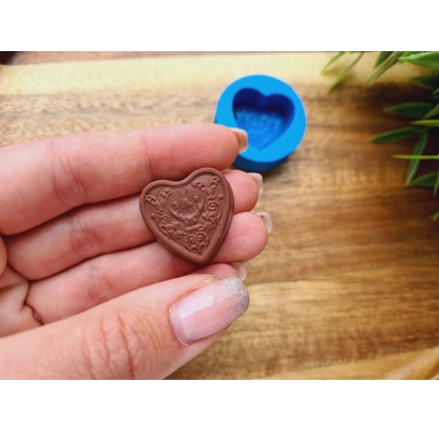 Silicone mold, Chocolate, style 35, heart, ~ 2.4*2.5 cm, H:1.2 cm