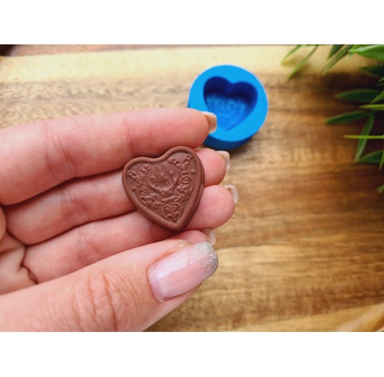 Silicone mold, Chocolate, style 35, heart, ~ 2.4*2.5 cm, H:1.2 cm