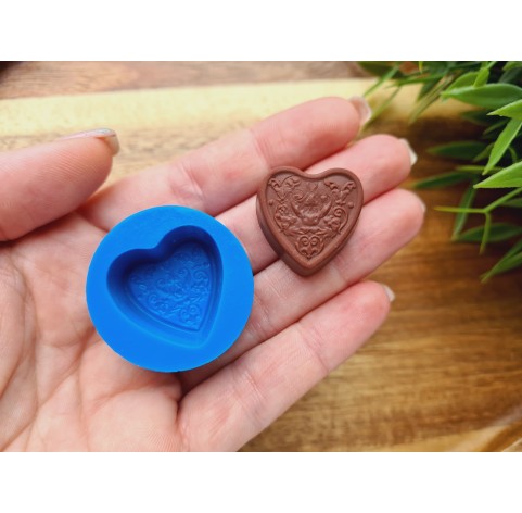 Silicone mold, Chocolate, style 35, heart, ~ 2.4*2.5 cm, H:1.2 cm