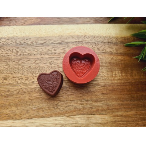 Silicone mold, Chocolate, style 35, heart, ~ 2.4*2.5 cm, H:1.2 cm