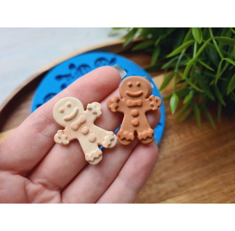 Silicone mold, Gingerbread man, style 1, boy, 10 elements, ~ 3*2.6 cm, H:0.4 cm