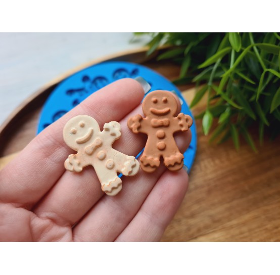 Silicone mold, Gingerbread man, style 1, boy, 10 elements, ~ 3*2.6 cm, H:0.4 cm