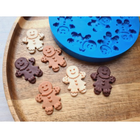 Silicone mold, Gingerbread man, style 2, girl, 10 elements, ~ 3*2.6 cm, H:0.4 cm