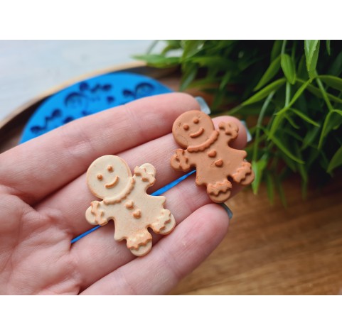 Silicone mold, Gingerbread man, style 2, girl, 10 elements, ~ 3*2.6 cm, H:0.4 cm