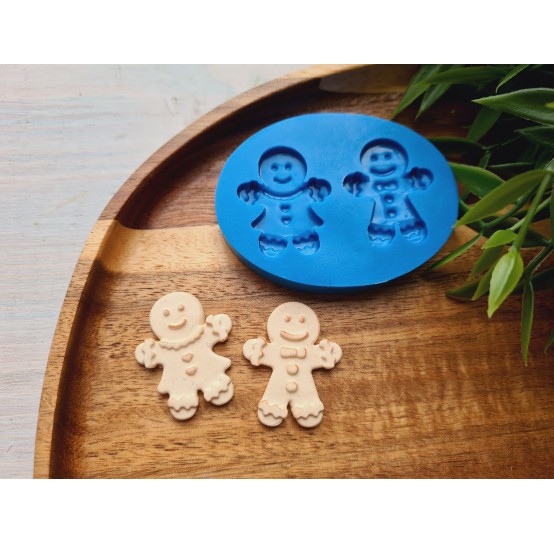 Silicone mold, Gingerbread man, style 1 and 2, 2 elements, ~ 3*2.6 cm, H:0.4 cm