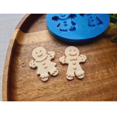 Silicone mold, Gingerbread man, style 1 and 2, 2 elements, ~ 3*2.6 cm, H:0.4 cm