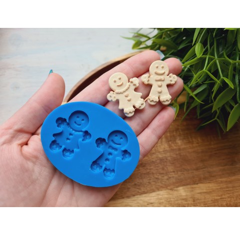 Silicone mold, Gingerbread man, style 1 and 2, 2 elements, ~ 3*2.6 cm, H:0.4 cm