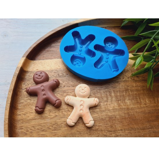 Silicone mold, Gingerbread man, style 4, 2 elements, ~ 3.5*4.2 cm, H:0.7 cm