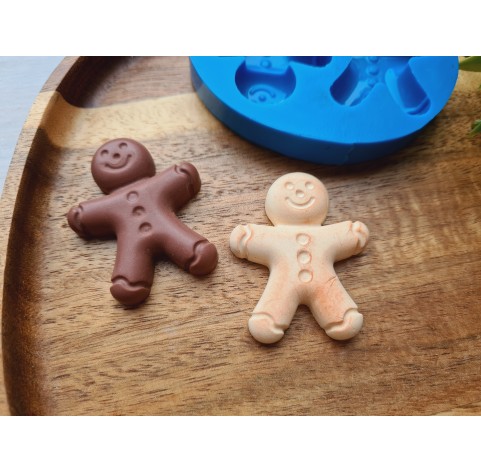 Silicone mold, Gingerbread man, style 4, 2 elements, ~ 3.5*4.2 cm, H:0.7 cm