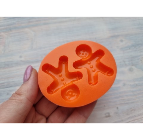 Silicone mold, Gingerbread man, style 4, 2 elements, ~ 3.5*4.2 cm, H:0.7 cm