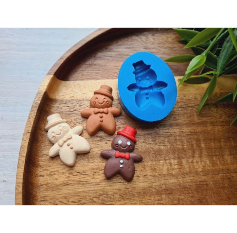 Silicone mold, Gingerbread, style 5, snowman, ~ 2.5*3.1 cm, H:0.5 cm