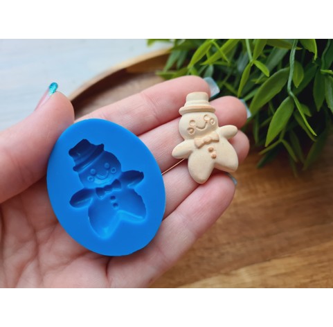 Silicone mold, Gingerbread, style 5, snowman, ~ 2.5*3.1 cm, H:0.5 cm