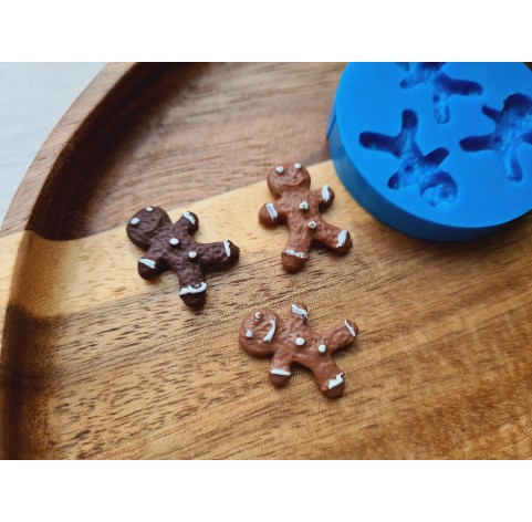 Silicone mold, Gingerbread man, style 6, 3 elements, ~ 1.5*1.9 cm, H:0.4 cm