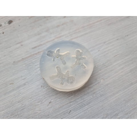 Silicone mold, Gingerbread man, style 6, 3 elements, ~ 1.5*1.9 cm, H:0.4 cm