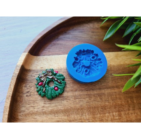 Silicone mold, Christmas wreath, ~ Ø 2.7 cm, H:0.4 cm