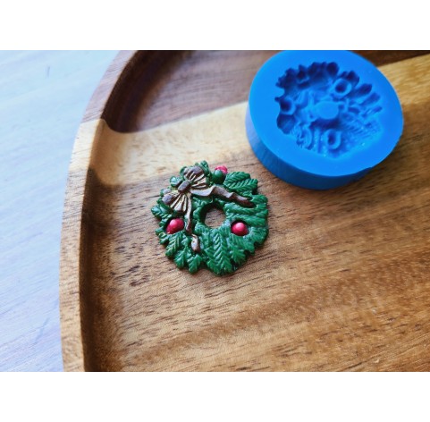 Silicone mold, Christmas wreath, ~ Ø 2.7 cm, H:0.4 cm