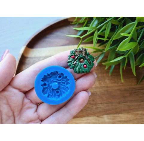 Silicone mold, Christmas wreath, ~ Ø 2.7 cm, H:0.4 cm