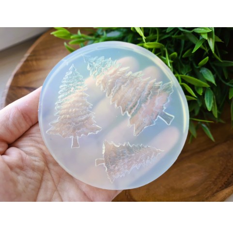Silicone mold, Christmas tree, style 2, 3 elements, ~ 2.5-7.5 cm, H:0.4-0.6 cm