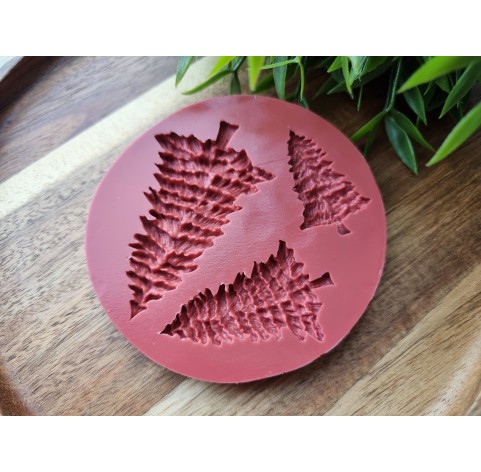 Silicone mold, Christmas tree, style 2, 3 elements, ~ 2.5-7.5 cm, H:0.4-0.6 cm