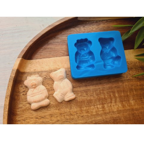 Silicone mold, Gingerbread, style 11, bear, 2 elements, ~ 2*3.2 cm, H:0.8 cm