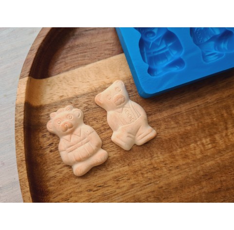 Silicone mold, Gingerbread, style 11, bear, 2 elements, ~ 2*3.2 cm, H:0.8 cm