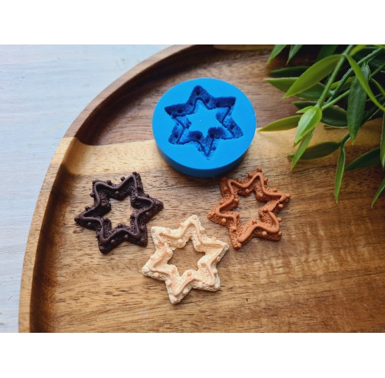 Silicone mold, Gingerbread, style 12, star, ~ 2.8 cm, H:0.5 cm