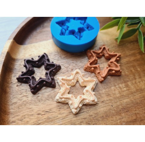 Silicone mold, Gingerbread, style 12, star, ~ 2.8 cm, H:0.5 cm