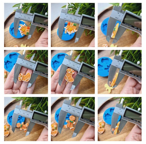 Silicone mold, Christmas set, style 6, 3 elements, ~ 2-2.8 cm, H:0.5 cm (house, Gingerbread man, sock)