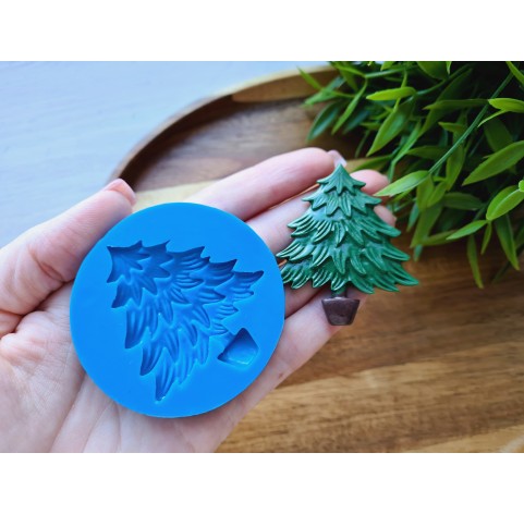 Silicone mold, Christmas tree, style 4, in a pot, ~ 4.6*5.4 cm, H:0.5 cm