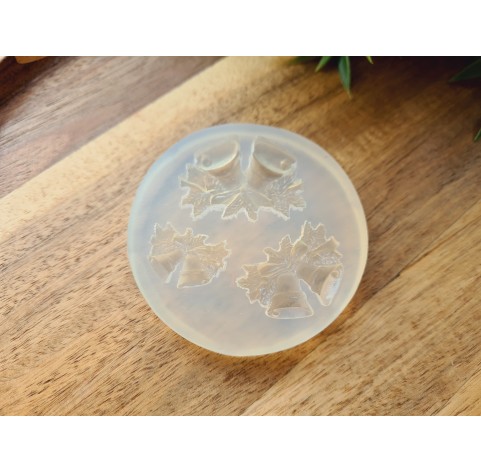 Silicone mold, Christmas bell, 3 elements, ~ 1.7-3.7 cm, H:0.5-0.8 cm