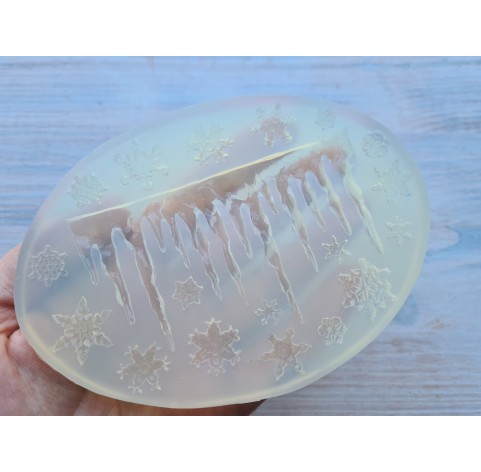 Silicone mold, Icicle and snowflakes, 19 elements, ~ 5.3*9.2 cm, 0.6-1.6 cm, H:0.2-0.7 cm