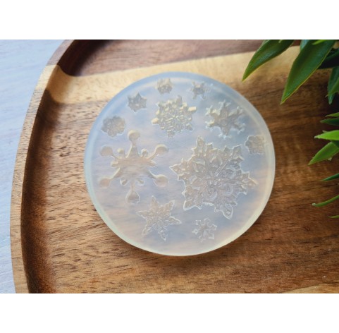 Silicone mold, Snowflake, style 5, 11 elements, ~ Ø 0.7-2.7 cm, H:0.1-0.4 cm