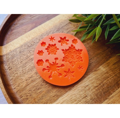 Silicone mold, Snowflake, style 5, 11 elements, ~ Ø 0.7-2.7 cm, H:0.1-0.4 cm