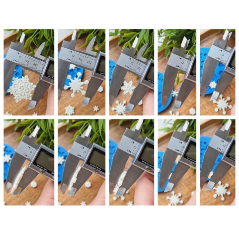 Silicone mold, Snowflake, style 5, 11 elements, ~ Ø 0.7-2.7 cm, H:0.1-0.4 cm