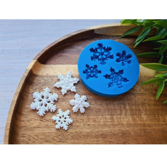 Silicone mold, Snowflake, style 6, 4 elements, ~ 1.7-2.5 cm, H:0.3-0.5 cm