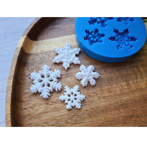 Silicone mold, Snowflake, style 6, 4 elements, ~ 1.7-2.5 cm, H:0.3-0.5 cm