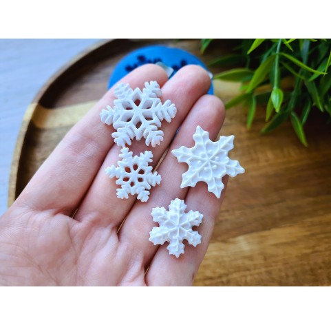 Silicone mold, Snowflake, style 6, 4 elements, ~ 1.7-2.5 cm, H:0.3-0.5 cm