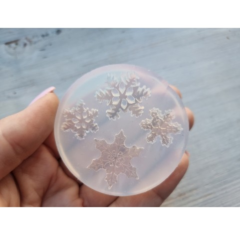 Silicone mold, Snowflake, style 6, 4 elements, ~ 1.7-2.5 cm, H:0.3-0.5 cm