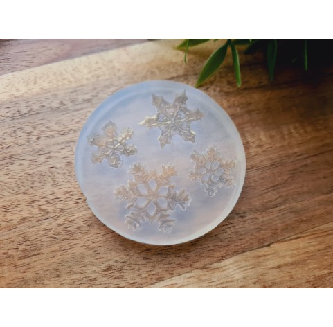 Silicone mold, Snowflake, style 6, 4 elements, ~ 1.7-2.5 cm, H:0.3-0.5 cm