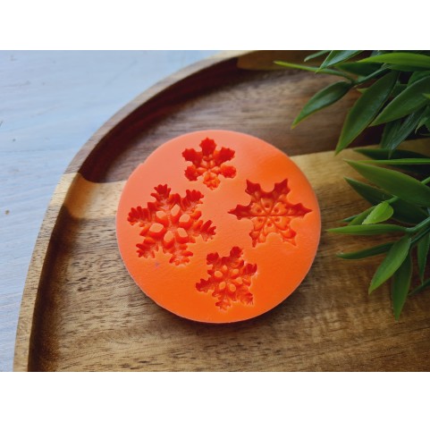 Silicone mold, Snowflake, style 6, 4 elements, ~ 1.7-2.5 cm, H:0.3-0.5 cm