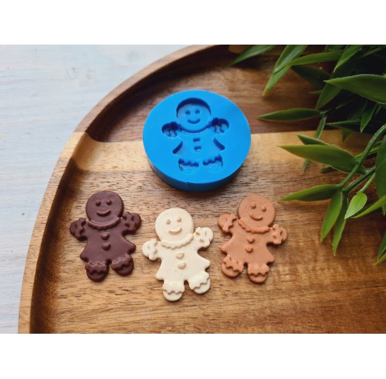 Silicone mold, Gingerbread man, style 2, girl, ~ 3*2.6 cm, H:0.4 cm